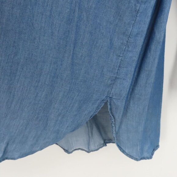 LOFT Ann Taylor Women Extra Large Softened Shirt Blue Chambray Flowy Top Blouse - Picture 4 of 11